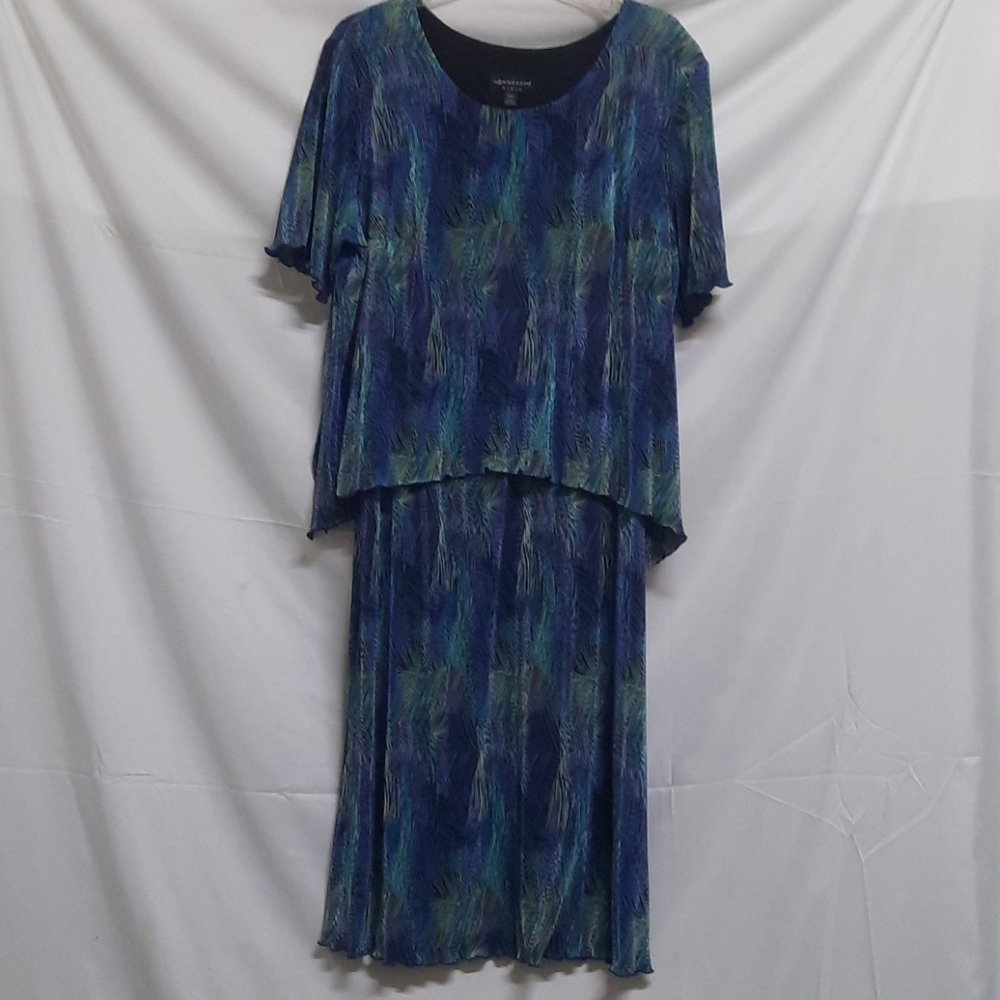 Vtg Connected Woman abstract pattern dress 20W